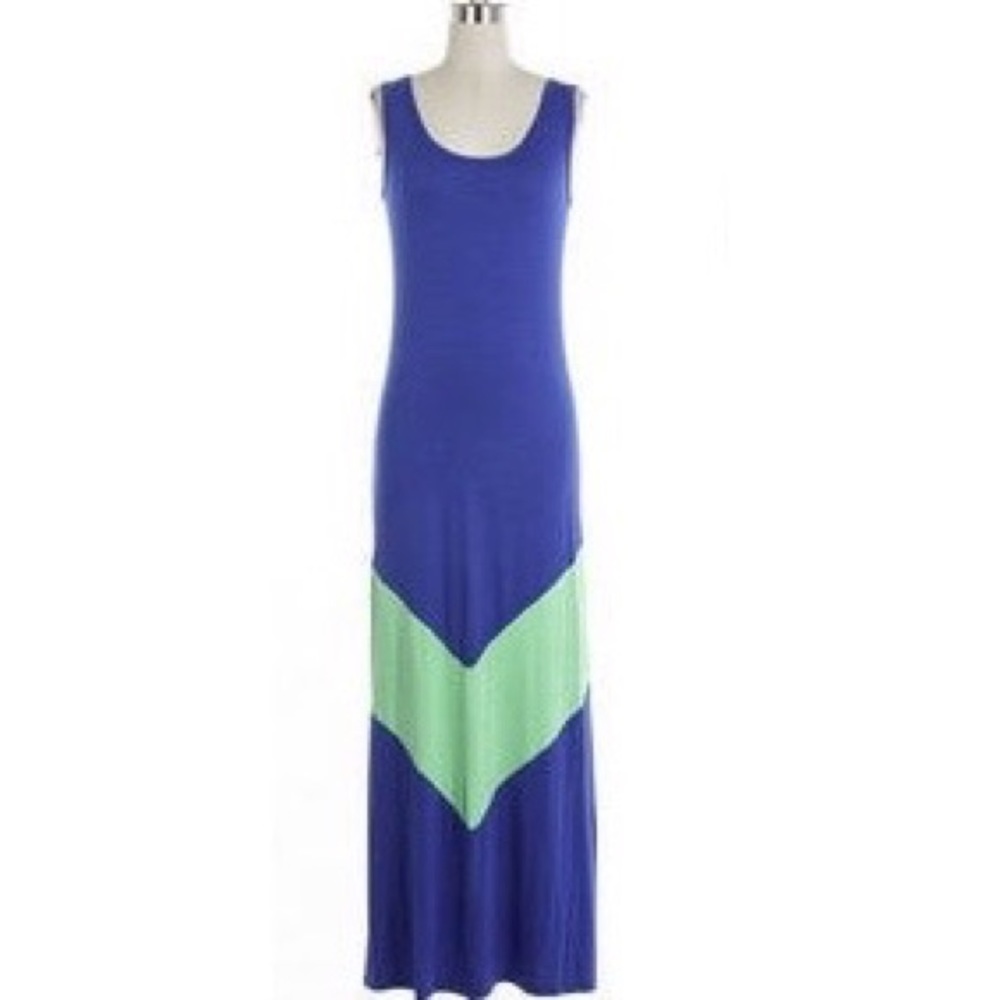 Sleeveless Maxi Dress with Chevron Bottom, Size M